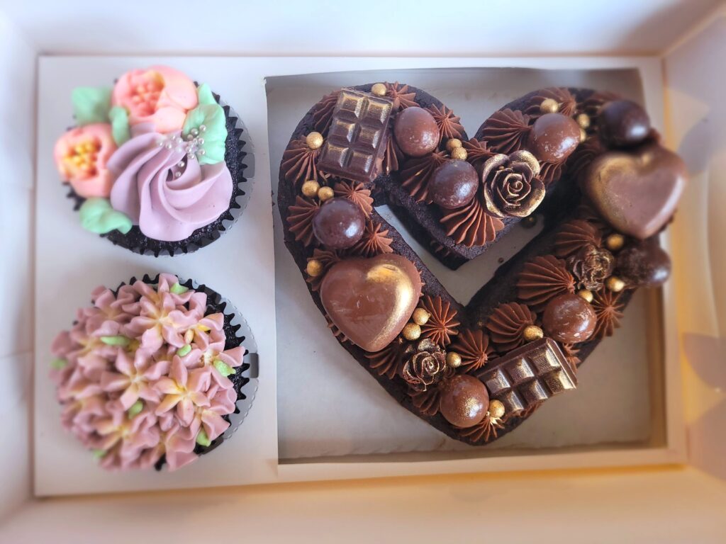 Box Saint Valentin Cupcake Coeur Chocolat Caramel