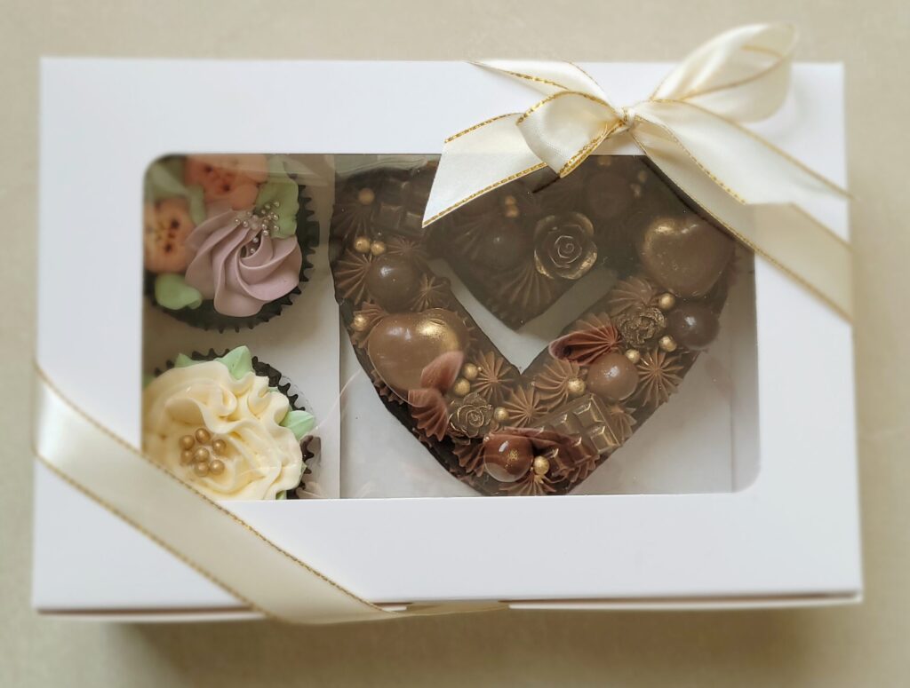 Box Saint Valentin Cupcake Coeur Chocolat Caramel